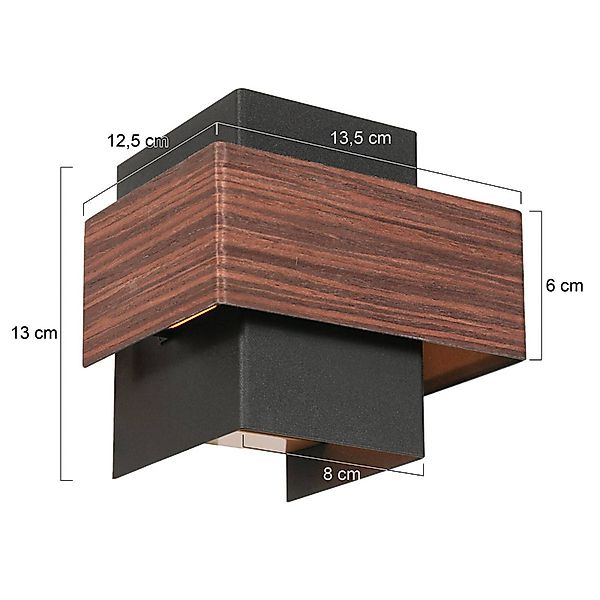Wandleuchte Muro 3367, Holzoptik, up/down, G9, 2.700 K günstig online kaufen