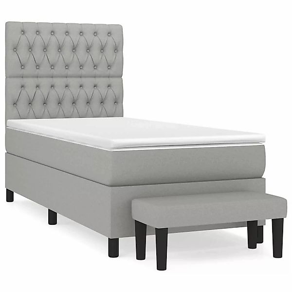 vidaXL Boxspringbett mit Matratze Hellgrau 90x190 cm Stoff1377623 günstig online kaufen