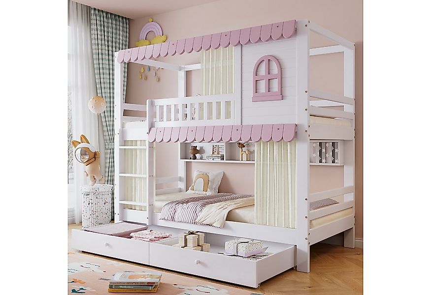 STILVORA Etagenbett 90x200 mit Schubladen,Kinderbett Begestell mit Regale&Z günstig online kaufen