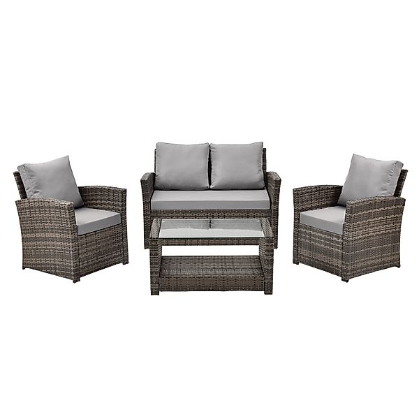 Svita Roma Polyrattan Set Sitzgruppe Lounge Tisch Garnitur Gartenmöbel Brau günstig online kaufen