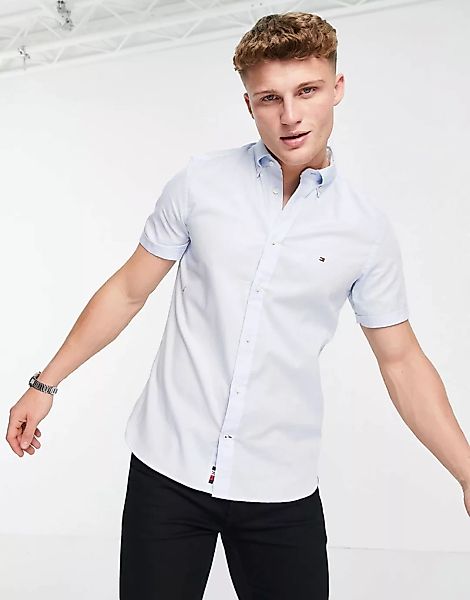 Tommy Hilfiger – Kurzärmliges, schmal geschnittenes Oxford-Hemd in ruhigem günstig online kaufen