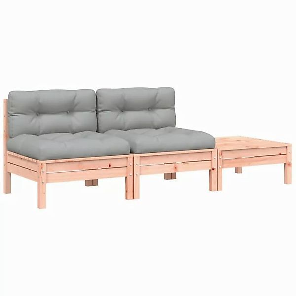 vidaXL Sofa, Gartensofa mit Kissen und Hocker 2-Sitzer günstig online kaufen