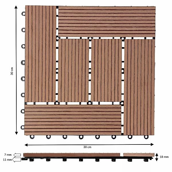 Casaria Holzfliesen 22x Klassik Terrakotta, Terrassenfliesen günstig online kaufen