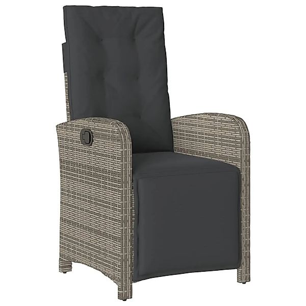 vidaXL Gartensessel mit Fußteil Verstellbar Grau Poly Rattan 365187 günstig online kaufen