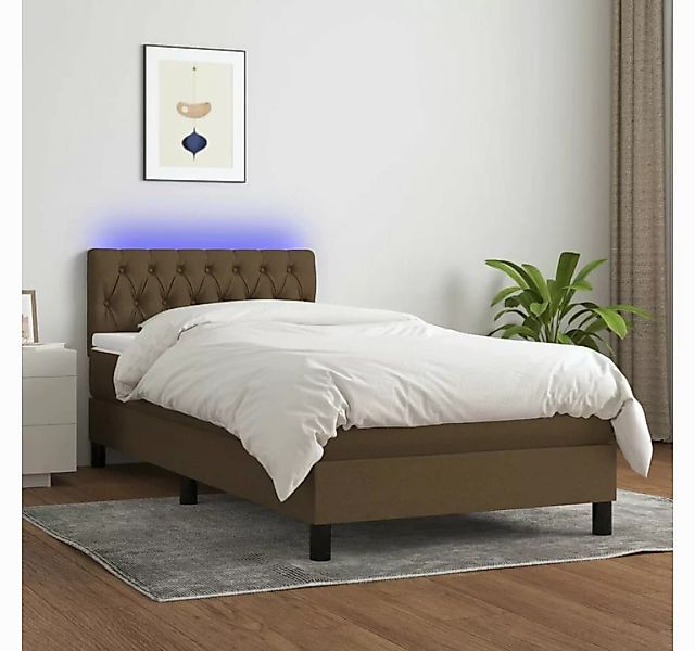 vidaXL Boxspringbett Boxspringbett mit Matratze LED Dunkelbraun 90x200 cm S günstig online kaufen