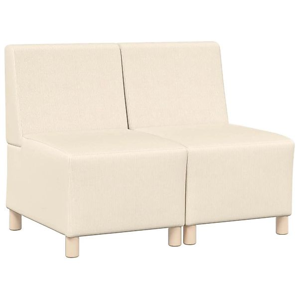 vidaXL Modulares Sofa ohne Armlehnen 2 Stk Creme 55 x 74 x 82 cm Cordstoff günstig online kaufen