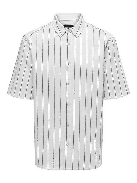 ONLY & SONS Kurzarmhemd Hemd Kurzarm mit Hemdkragen Bequem 7710 in Weiß-2 günstig online kaufen