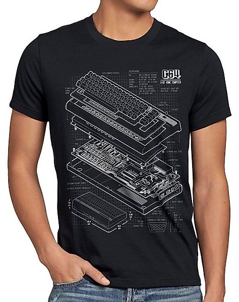 style3 T-Shirt C64 Heimcomputer commodore Blaupause classic gamer günstig online kaufen