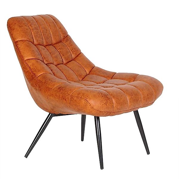 Vintage Optik Sessel mit Kunstleder Bezug Vierfußgestell aus Metall günstig online kaufen