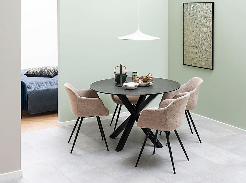 ACTONA GROUP Esstisch 1 Stk. tlg. tischplatte aus schwarzer rauer Keramik. günstig online kaufen