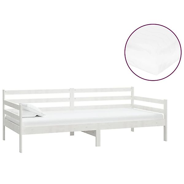 vidaXL Tagesbett mit Matratze 90x200 cm Weiß Kiefer Massivholz 3083590 günstig online kaufen