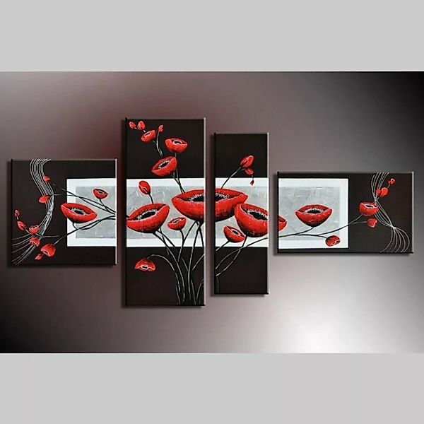 4 Leinwandbilder BLUMEN (2) 140 x 80cm Handgemalt günstig online kaufen