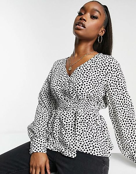 Missguided - Bluse mit gekräuselter Taille in Weiß günstig online kaufen