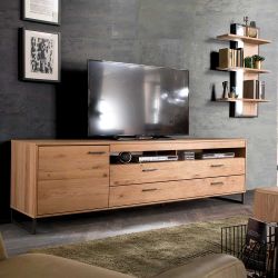 Wohnzimmer Schrankwand in Eiche Bianco und Anthrazit 265 cm breit (zweiteil günstig online kaufen