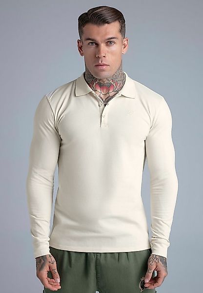 Siksilk T-Shirt SikSilk Herren Ecru Langarm Button-Polo günstig online kaufen