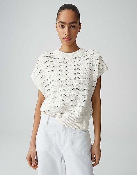 OPUS Strickpullover Pydra aus Feinstrick mit lockerer Passform Lochstrickmu günstig online kaufen