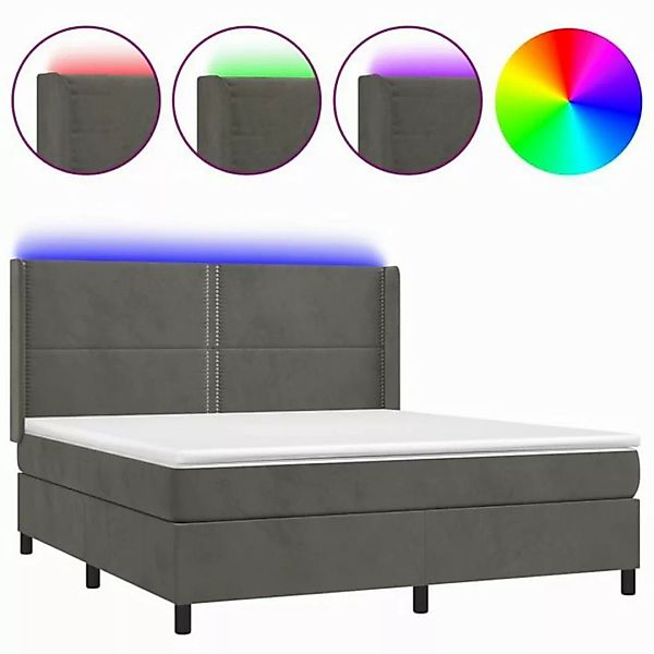 vidaXL Boxspringbett Boxspringbett mit Matratze LED Dunkelgrau 180x200 cm S günstig online kaufen