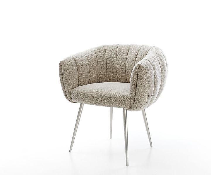 Esszimmerstuhl Jada-Flex Webstoff Soft Beige 4-Fuß konisch Edelstahl Tasche günstig online kaufen