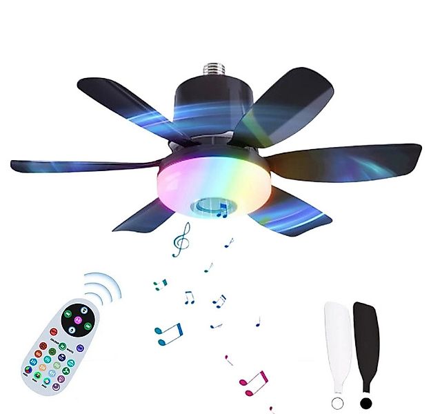 QUBEBU Deckenleuchte RGB Deckenventilator mit Beleuchtung Licht Fernbedienu günstig online kaufen