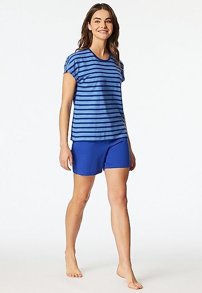 Schiesser Shorty Casual Essentials (2 tlg) mit unifarbenem Shirt und gestre günstig online kaufen