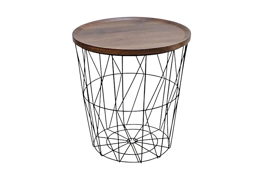 Meinposten Beistelltisch Couchtisch Stauraumtisch Metalltisch mit Holzplatt günstig online kaufen