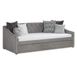 Homestyle4u Polsterbett 90x200 Schlafsofa Cord Grau Tagesbett Ausziehbar 25 günstig online kaufen