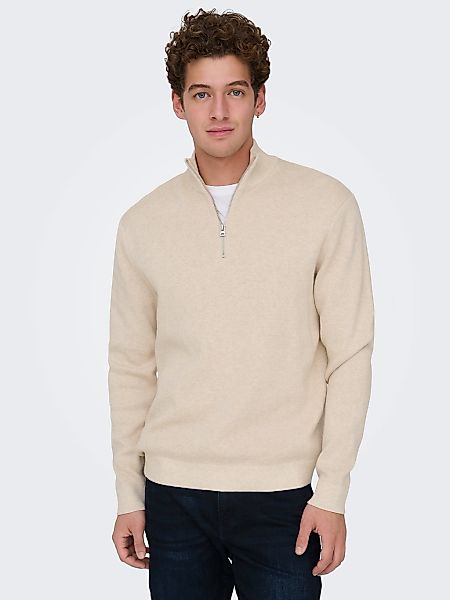 ONLY & SONS Troyer "ONSTING LIFE REG HALF ZIP KNIT NOOS" Baumwolle, regular günstig online kaufen