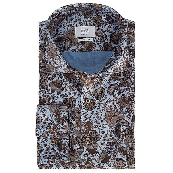 ETERNA Businesshemd mit Allover-Print, langarm Farbe blau Größe: 49 günstig online kaufen