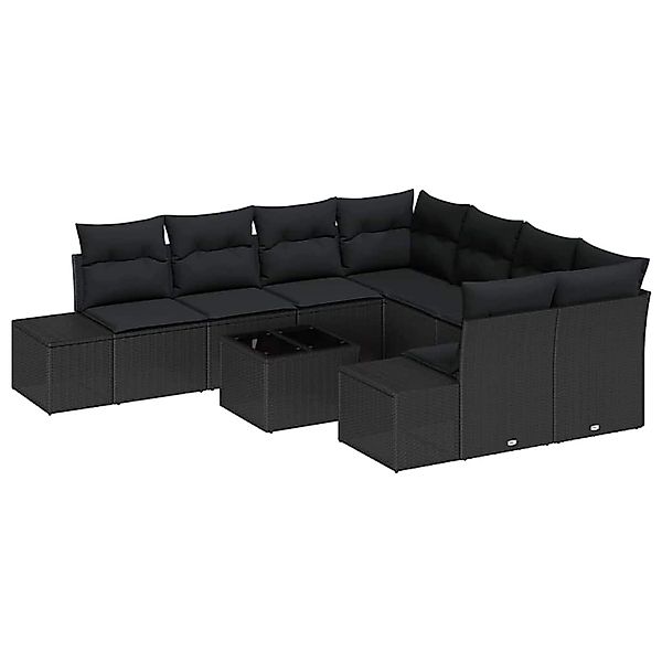 vidaXL Garten-Sofa-Set 9-Tlg Schwarz Poly Rattan 3347003 günstig online kaufen