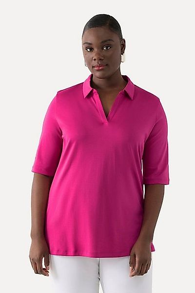 Ulla Popken Poloshirt Poloshirt A-Linie Halbarm Pima Baumwolle günstig online kaufen