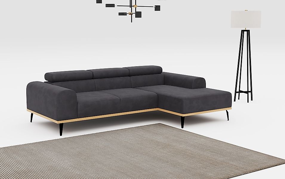 Places of Style Ecksofa "Carlo L-Form", mit Kopfteilverstellung & Holz-Rahm günstig online kaufen