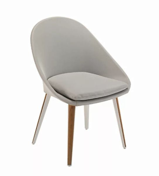 Gepolsterter Sessel Vanity textil grau / Textil & Teakholz - Vlaemynck - Gr günstig online kaufen