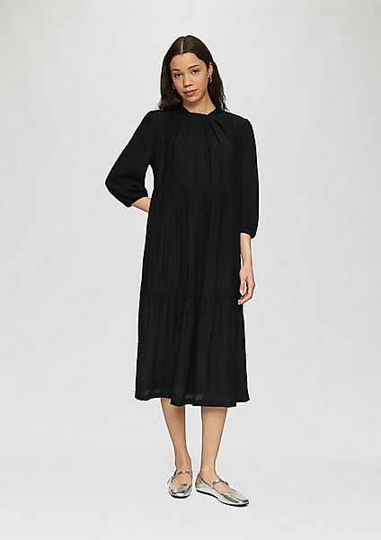 QS Midikleid Kleid Strukturiertes Midikleid aus Viskosemix günstig online kaufen