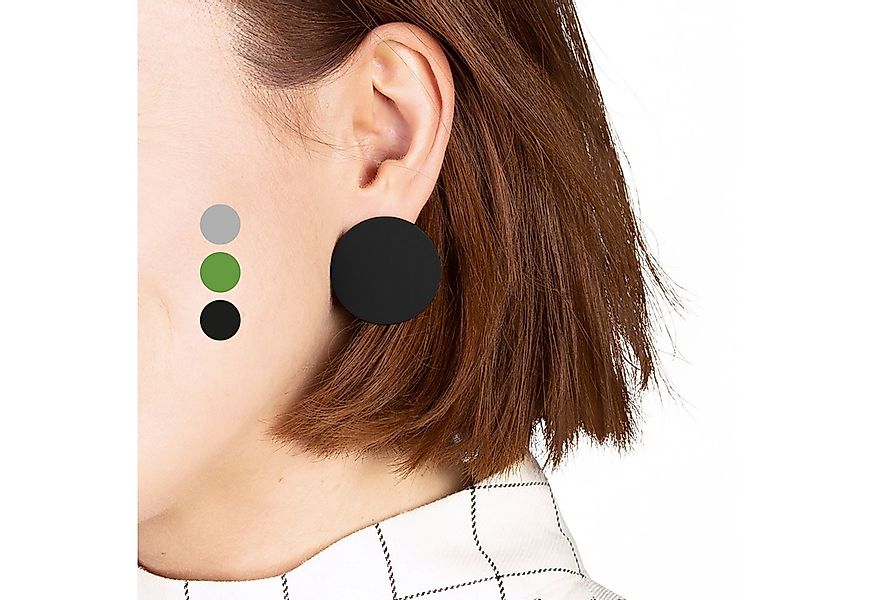 ALEXASCHA Paar Ohrstecker Runde Statement Ohrringe in schwarz, grün & grau günstig online kaufen