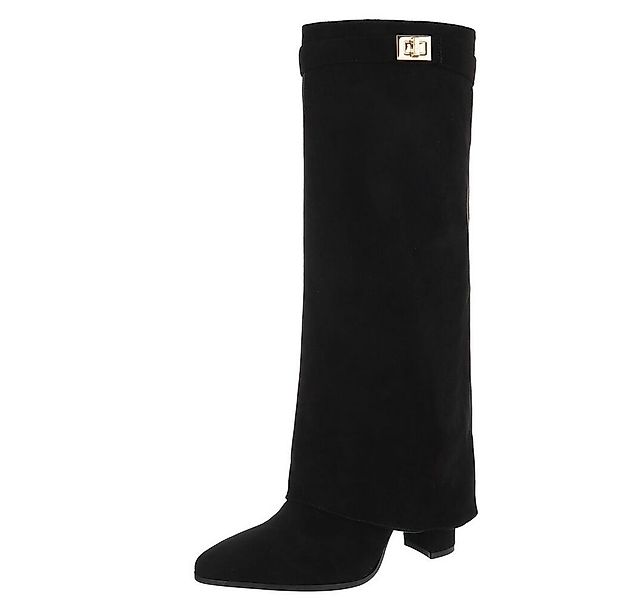 Ital-Design Elegante kniehohe Stiefelette mit Blockabsatz für Damen High-He günstig online kaufen