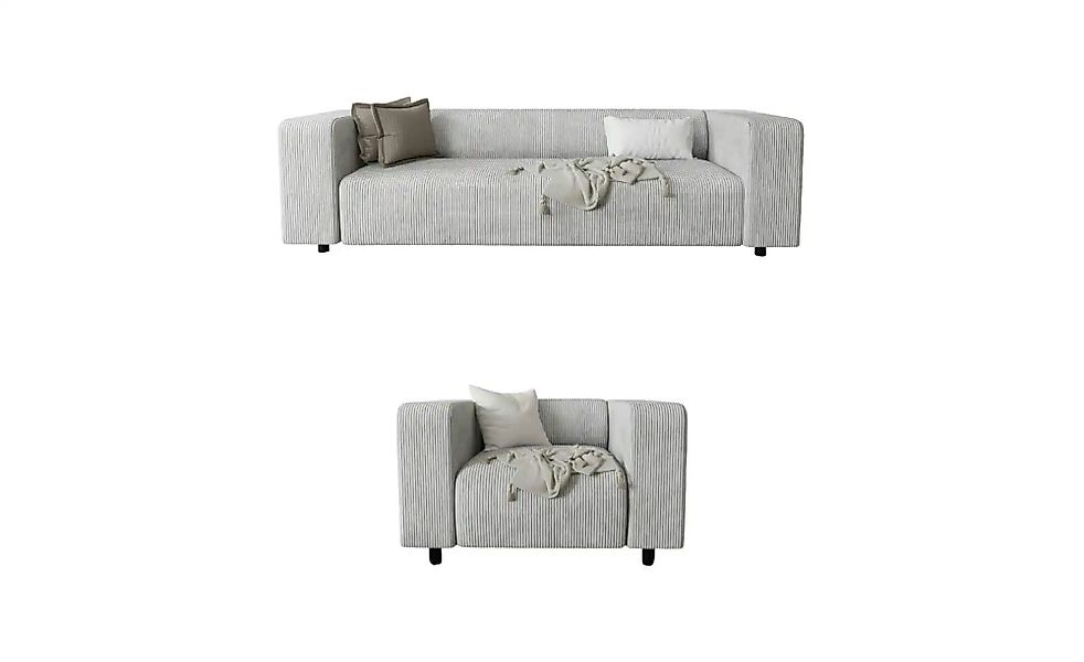 S-STYLE Polstergarnitur 3+1  Oskar ¦ grau ¦ Maße (cm): B: 175 H: 65 Polster günstig online kaufen