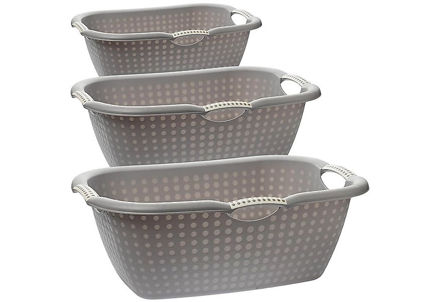 Centi Wäschewanne XXL Wäschekorb mit Griffen und Lochdesign (3er-Set), Wasc günstig online kaufen