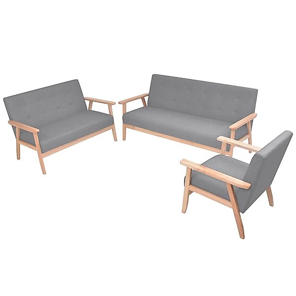 vidaXL Sofa-Set 3-Tlg Stoff Hellgrau 275179 günstig online kaufen