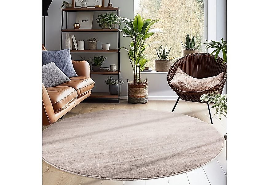Carpettex Veloursteppich Unicolor - Einfarbig, Rund, Höhe: 7 mm, Moderner F günstig online kaufen
