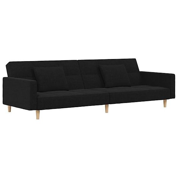 vidaXL Sofa Schlafsofa 2-Sitzer mit 2 Kissen Schwarz Stoff günstig online kaufen