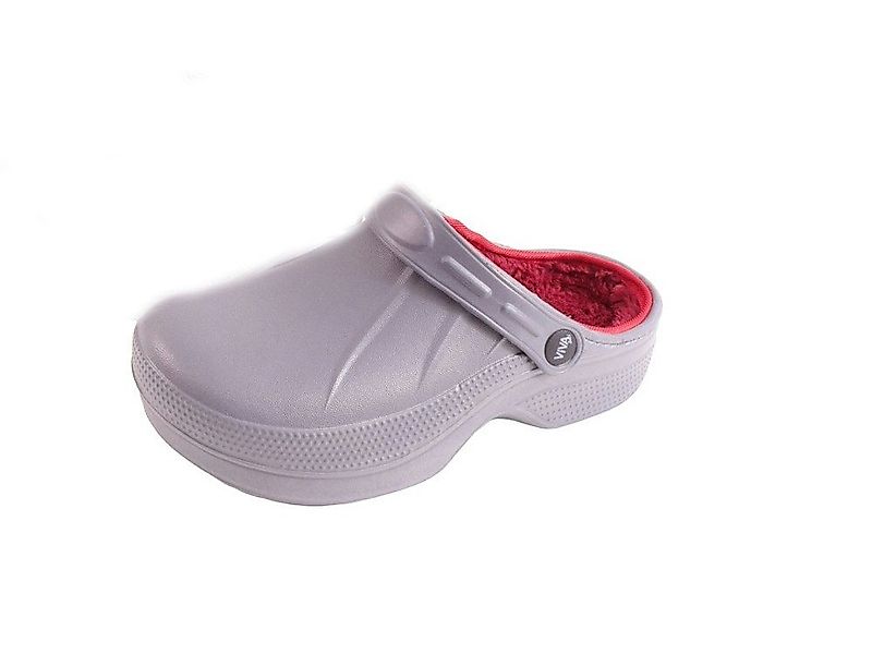 emeco Damen Clogs Gartenclogs Badeschuhe Hausschuhe mit Warmfutter V-5 Grau günstig online kaufen
