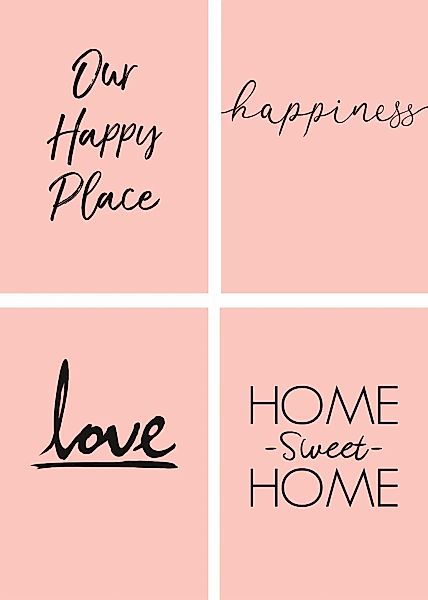 Artland Poster "Ort Glück Liebe Home sweet Home", Sprüche & Texte, (4 St.), günstig online kaufen