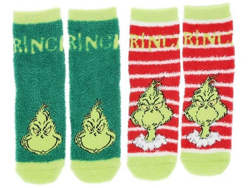 The Grinch ABS-Socken 2 Paar Anti-Rutschsocken Socken mit Grinch Motiv Weih günstig online kaufen