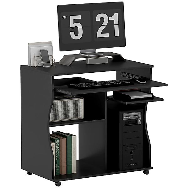HOMCOM Computertisch  Spanplatte Kunststoff Schwarz 80L x 48B x 75H cm günstig online kaufen