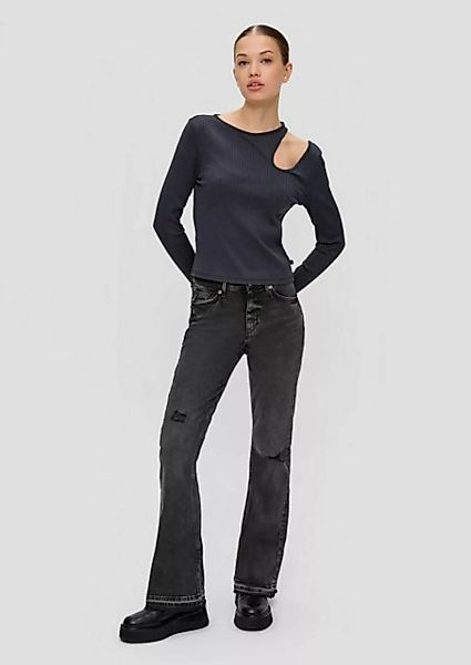 QS 5-Pocket-Jeans Jeans Reena / Slim Fit / High Rise / Flared Leg Waschung, günstig online kaufen