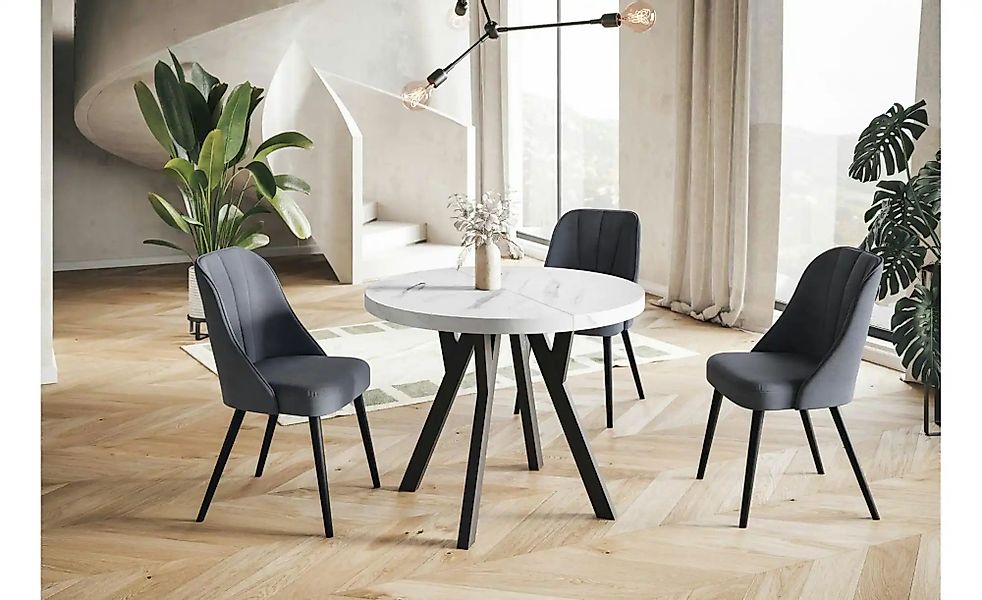Esstisch ausziehbar Ove ¦ grau ¦ Maße (cm): B: 90 H: 77  Ø: 90 Tische > Ess günstig online kaufen