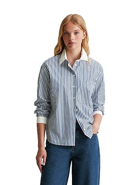 Marc O'Polo DENIM Langarmbluse gestreift, weißer Kragen und Manschette günstig online kaufen