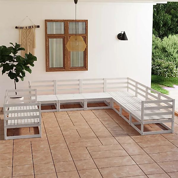 9-tlg. Garten-lounge-set Weiß Kiefer Massivholz günstig online kaufen