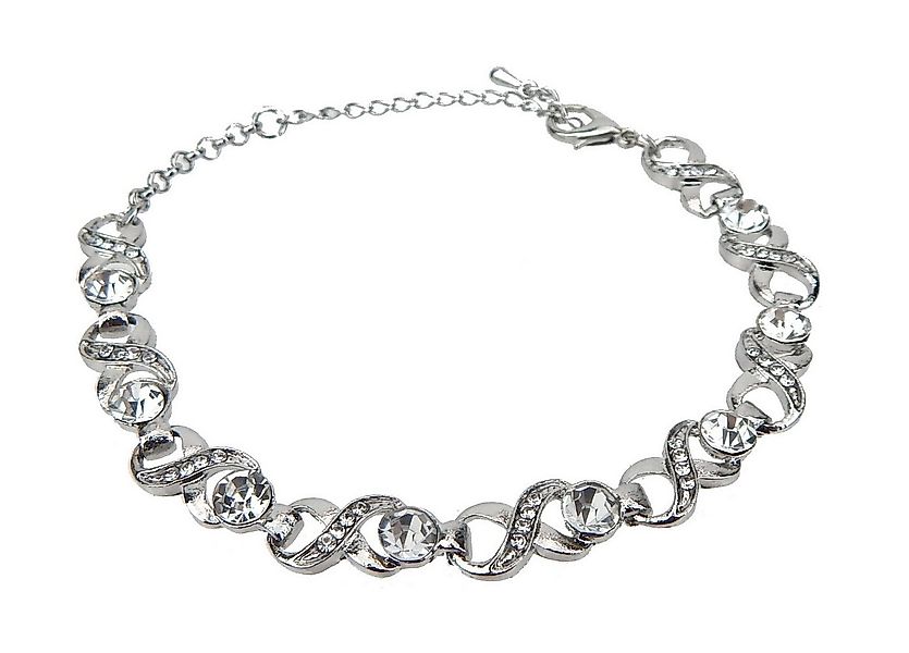 Ella Jonte Armband, silber Strass 16 - 23 cm Glitzer Gliederarmband Brautsc günstig online kaufen