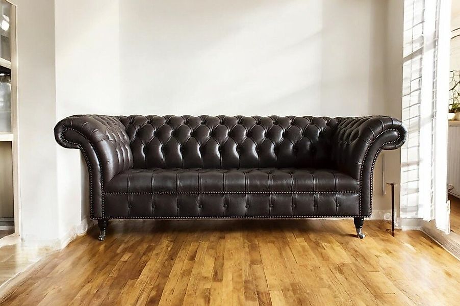 JVmoebel Chesterfield-Sofa Polster Sofa Couch Sitz Garnitur Leder Textil, M günstig online kaufen